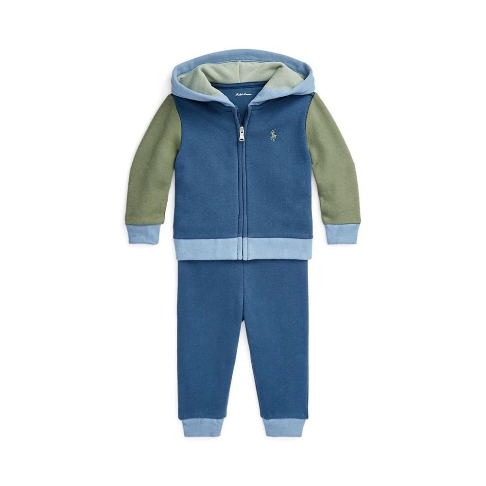 商品Ralph Lauren|Baby Boys Color-Blocked Fleece Hoodie and Pants Set,价格¥522,第1张图片