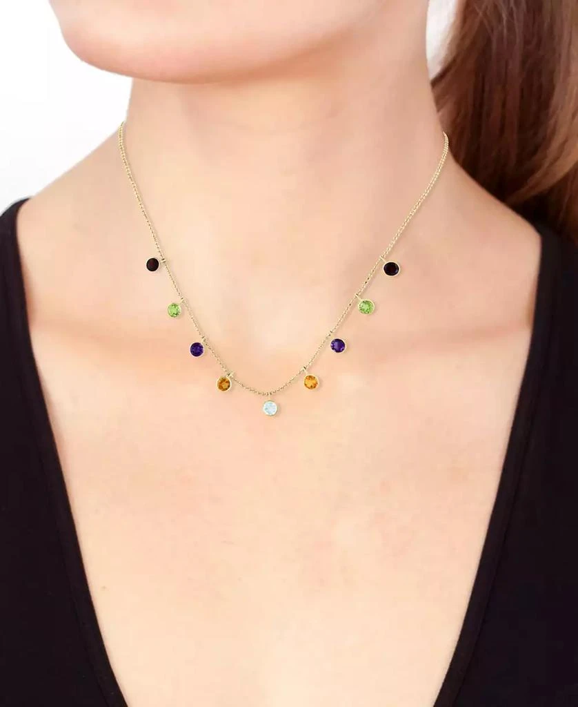 商品Effy|EFFY® Multi-Gemstone (2-1/3 ct. t.w.) Charm Statement Necklace in 14k Yellow Gold, 18" + 1" extender,价格¥12342,第2张图片详细描述