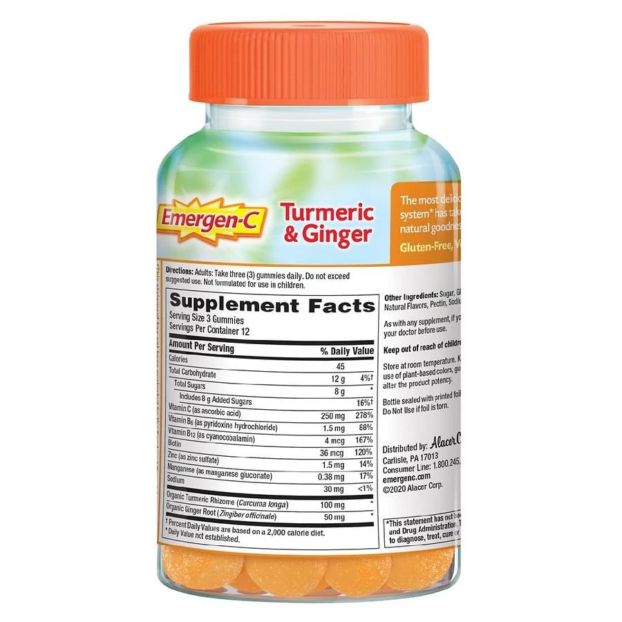 商品Emergen-C|Turmeric & Ginger Gummies,价格¥142,第2张图片详细描述