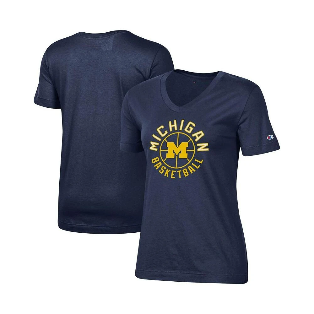 商品CHAMPION|Women's Navy Michigan Wolverines Basketball V-Neck T-shirt,价格¥258,第1张图片