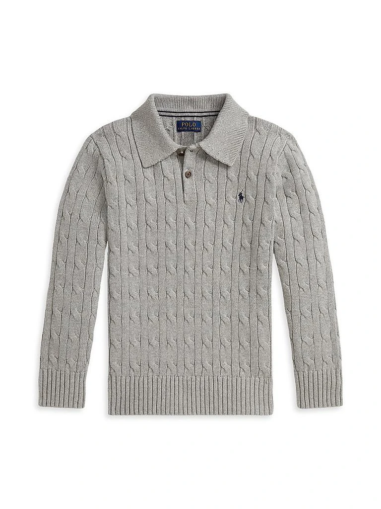 商品Ralph Lauren|Little Boy's & Boy's Cable-Knit Cotton Collared Sweater,价格¥513,第1张图片