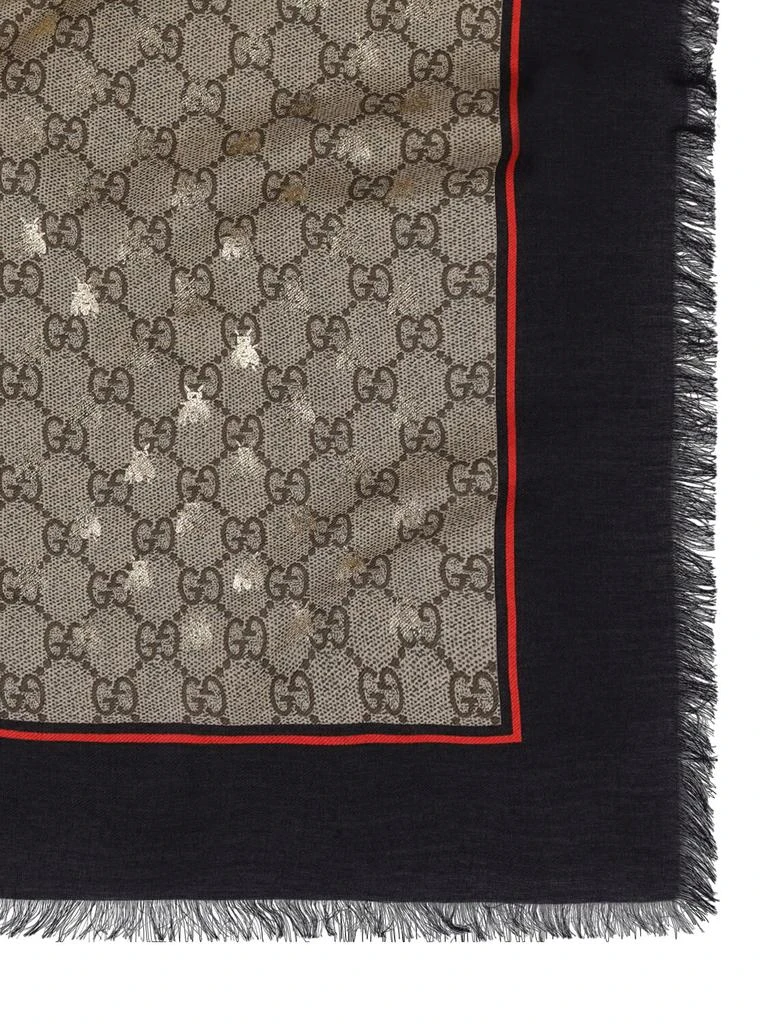 商品Gucci|Gg & Bee Print Modal & Silk Blend Scarf,价格¥5086,第2张图片详细描述