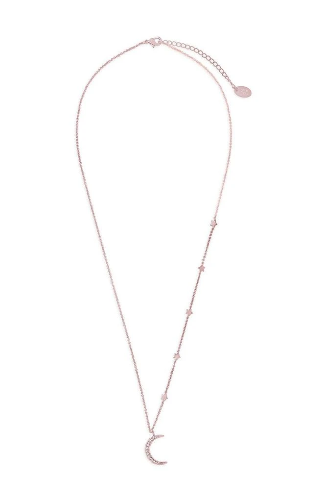 商品Sterling Forever|14K Rose Gold Plated CZ Crescent with Stars Necklace,价格¥225,第1张图片