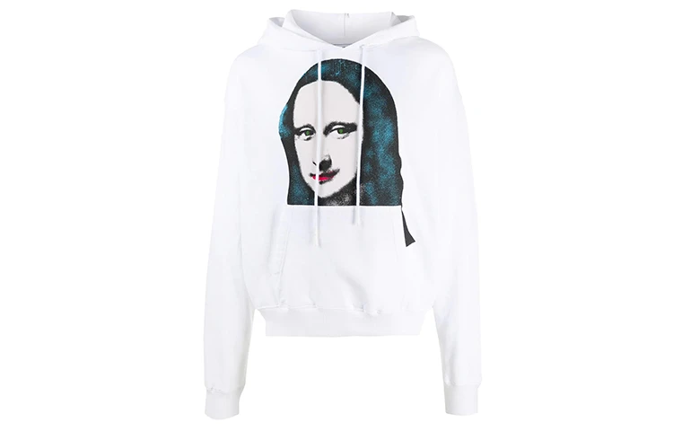 商品[国内直发] Off-White|蒙娜丽莎系列 FW20 胸口蒙娜丽莎头像印花连帽卫衣 男款 白色,价格¥1926,第1张图片