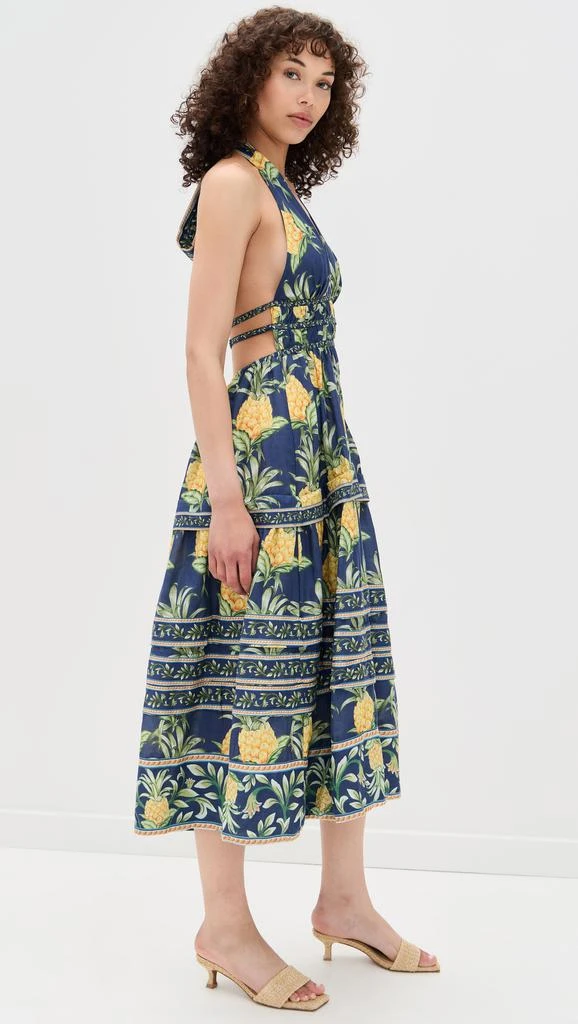 商品Farm Rio|Delicate Pineapple Navy Blue Midi Dress,价格¥1099,第3张图片详细描述