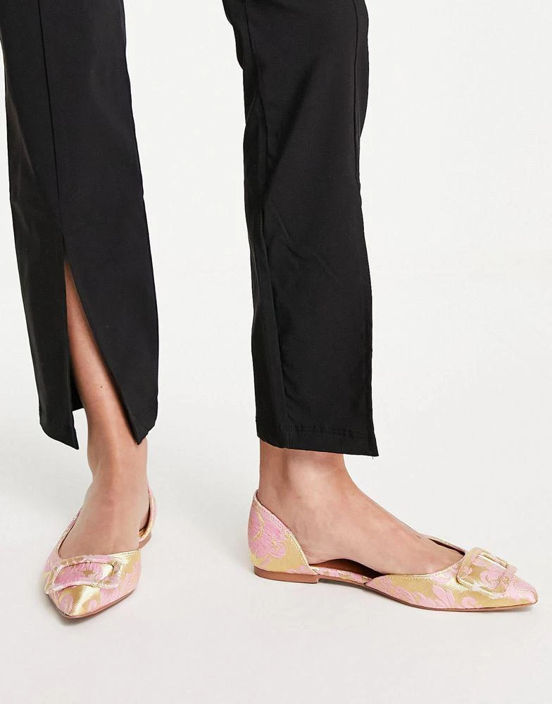 商品ASOS|ASOS DESIGN Lozzy pointed ballet flats in pink jacquard,价格¥132,第4张图片详细描述
