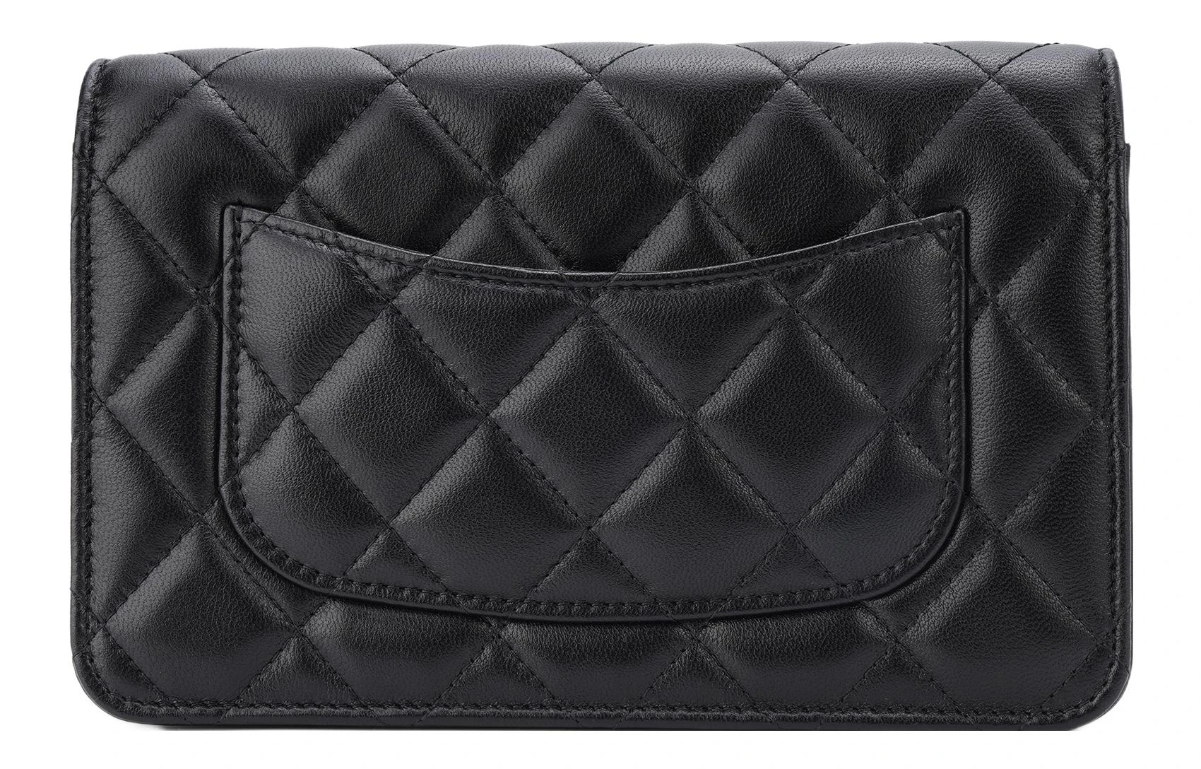 商品[国内直发] Chanel|香奈儿 WOC 23S 爱心珐琅黑金菱格链条 羊皮 钱包单肩斜挎包 女款 黑色,价格¥29644,第4张图片详细描述