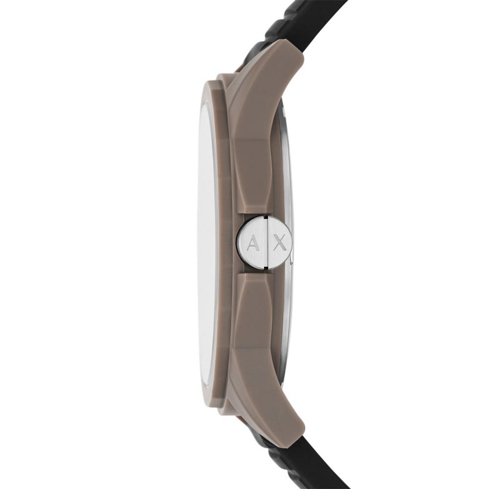 Men's Three-Hand Black Silicone Strap Watch, 44mm商品第2张图片规格展示