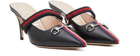 商品Gucci|Webbed leather mules,价格¥5511,第2张图片详细描述