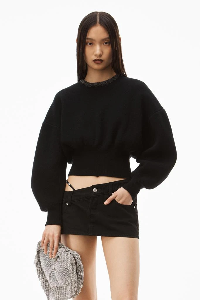 商品Alexander Wang|CRYSTAL TRIM PULLOVER IN BOILED WOOL,价格¥3247,第2张图片详细描述