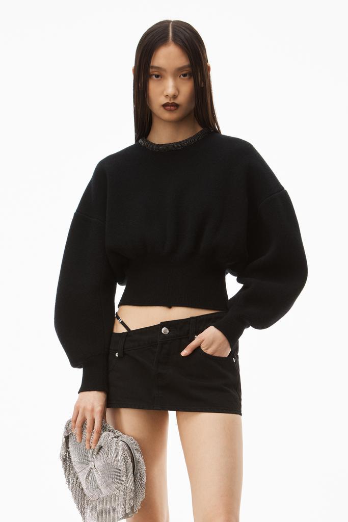 商品Alexander Wang|CRYSTAL TRIM PULLOVER IN BOILED WOOL,价格¥6089,第4张图片详细描述