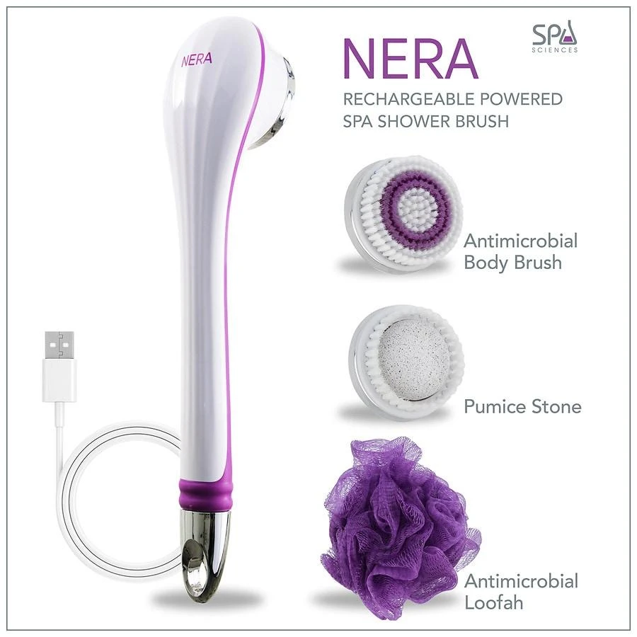 商品Spa Sciences|NERA 3-in-1 Multifunction Shower Body Brush - USB Rechargeable,价格¥223,第4张图片详细描述