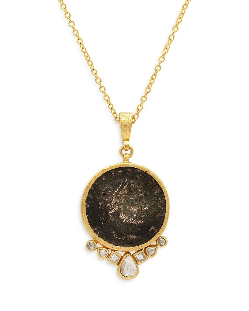 商品Gurhan|Antiquities Diamond Pavé & Gemstone Oval Pendant Necklace in 24K/22K Gold, 18",价格¥43898,第1张图片详细描述