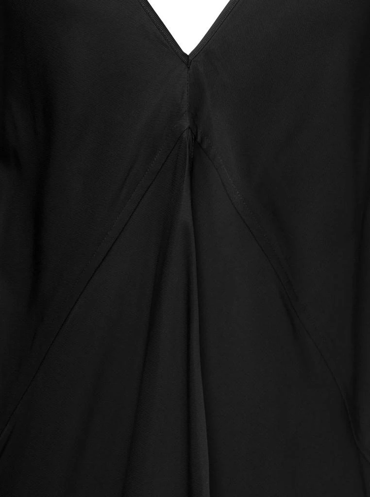 商品Jil Sander|Black Calf Lenght V-neck Slip Dress, With Full Skirt And Diagonal Cut, In Viscose Woman,价格¥5618,第3张图片详细描述