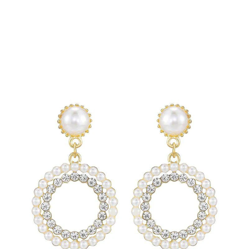 商品Ettika Jewelry|Mother May 18k Gold Plated Pearl Earrings ONE SIZE,价格¥340,第2张图片详细描述