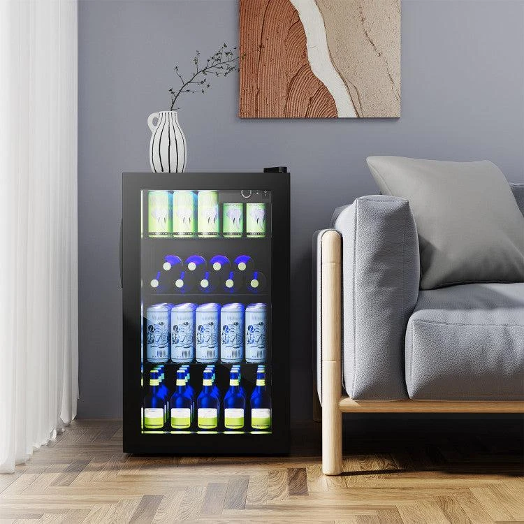 商品Hivvago|120 Can Beverage Mini Refrigerator with Glass Door,价格¥2579,第2张图片详细描述