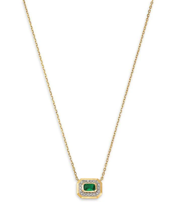 商品Bloomingdale's Fine Collection|Emerald & Diamond Pendant Necklace in 14K Yellow Gold, 18",价格¥19471,第1张图片详细描述