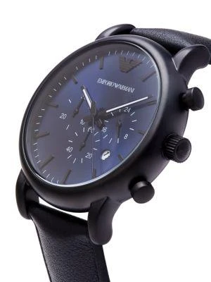 商品Emporio Armani|46MM Stainless Steel & Leather Strap Chronograph Watch,价格¥995,第3张图片详细描述