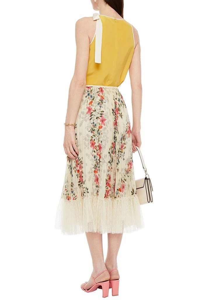 商品RED Valentino|Pleated point d'espirit-paneled floral-print georgette midi skirt,价格¥3814,第1张图片