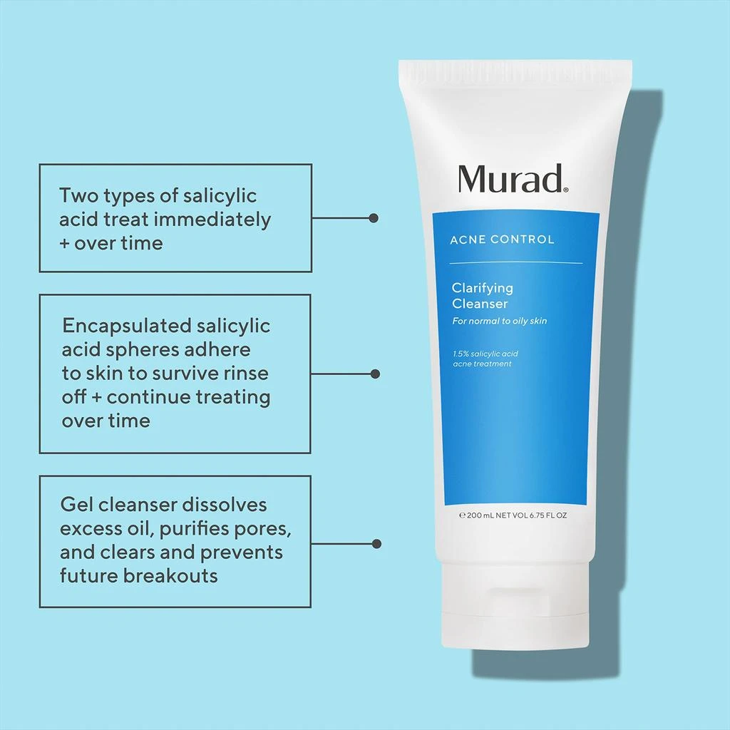 商品Murad|Murad Clarifying Cleanser - Acne Control Salicylic Acid & Green Tea Extract Face Wash - Exfoliating Acne Skin Care Treatment Backed by Science,价格¥118,第2张图片详细描述