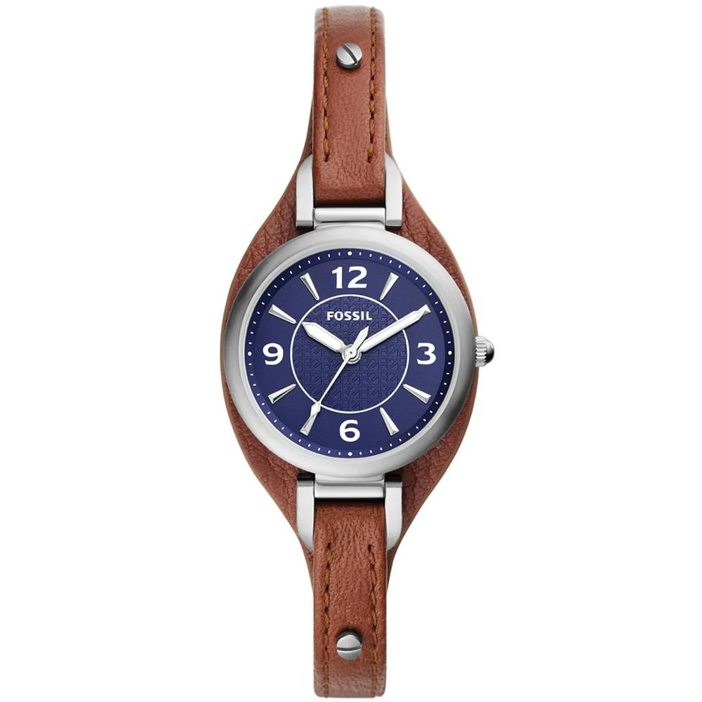 商品Fossil|Women's Carlie Mini Three Hand, Brown Leather Strap Watch,价格¥733,第1张图片