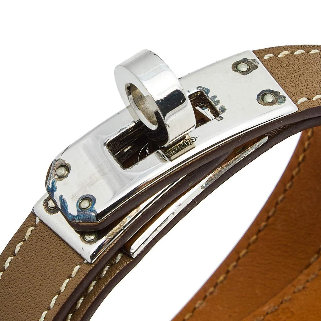商品[二手商品] Hermes|Hermès Taupe Leather Palladium Plated Kelly Double Tour Bracelet M,价格¥2629,第3张图片详细描述