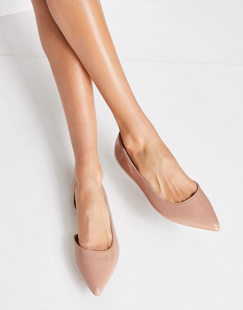 ASOS DESIGN Wide Fit Virtue d'orsay pointed ballet flats in beige patent商品第2张图片规格展示