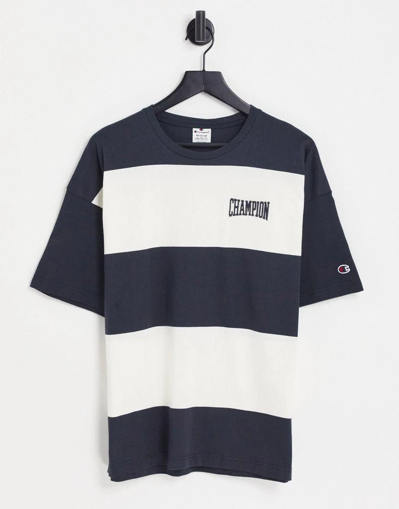 商品CHAMPION|champion oversized stripe t-shirt in black,价格¥314,第1张图片