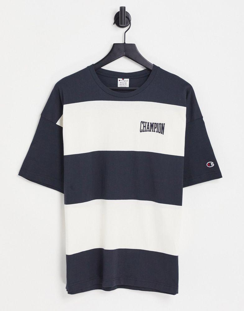 商品CHAMPION|champion oversized stripe t-shirt in black,价格¥303,第1张图片