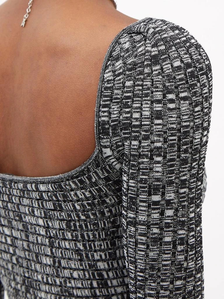 商品Self Portrait|Crossover-front ribbed-knit cropped top,价格¥652,第4张图片详细描述