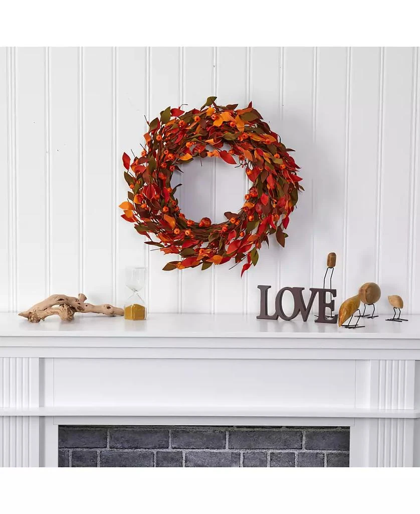 商品NEARLY NATURAL|Harvest Leaf and Mini Pumpkin Artificial Wreath,价格¥430,第3张图片详细描述