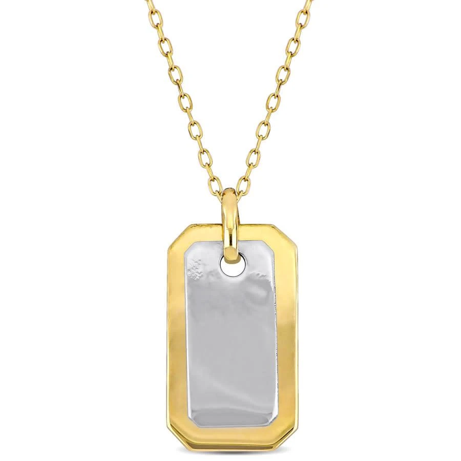 商品Amour|Dog Tag Necklace in 10k 2-Tone Yellow and White Gold - 18 in,价格¥2157,第1张图片