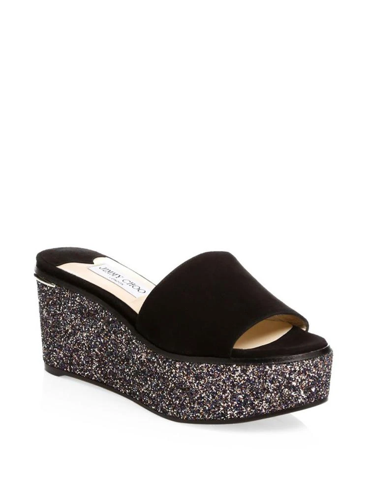 商品Jimmy Choo|Deedee Glitter Wedge Slides,价格¥1574,第1张图片