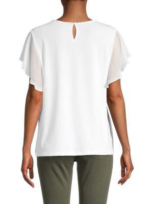 商品Calvin Klein|Pintuck Flutter-Sleeve Top,价格¥226,第4张图片详细描述