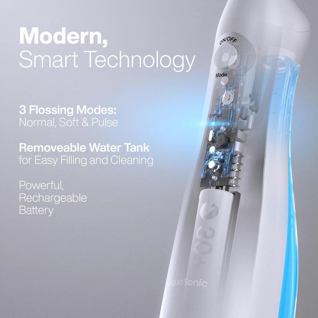 商品AquaSonic|AquaSonic Water Flosser - Cordless Rechargeable Water Flossers for Teeth Cleaning - Waterproof Aqua Flosser, Portable Oral Irrigator for Dental Cleaning with 5 Jet Tips – Braces Home Travel,价格¥255,第3张图片详细描述