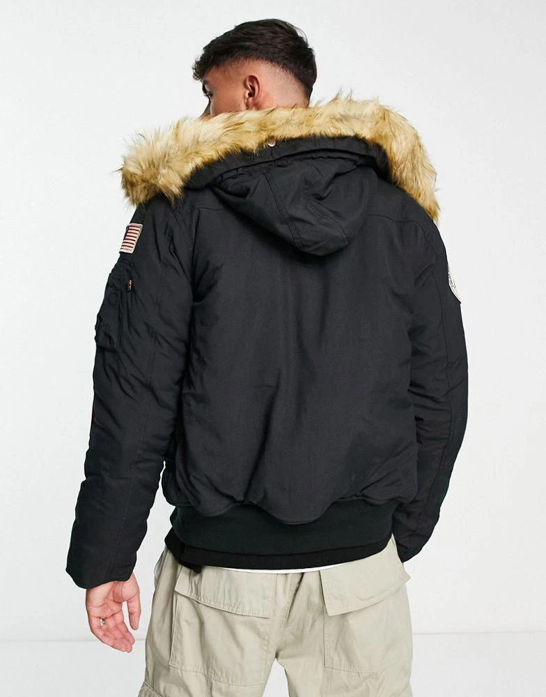 商品Alpha Industries|Alpha Industries Polar SV faux fur trim hooded bomber jacket in black,价格¥1528,第2张图片详细描述