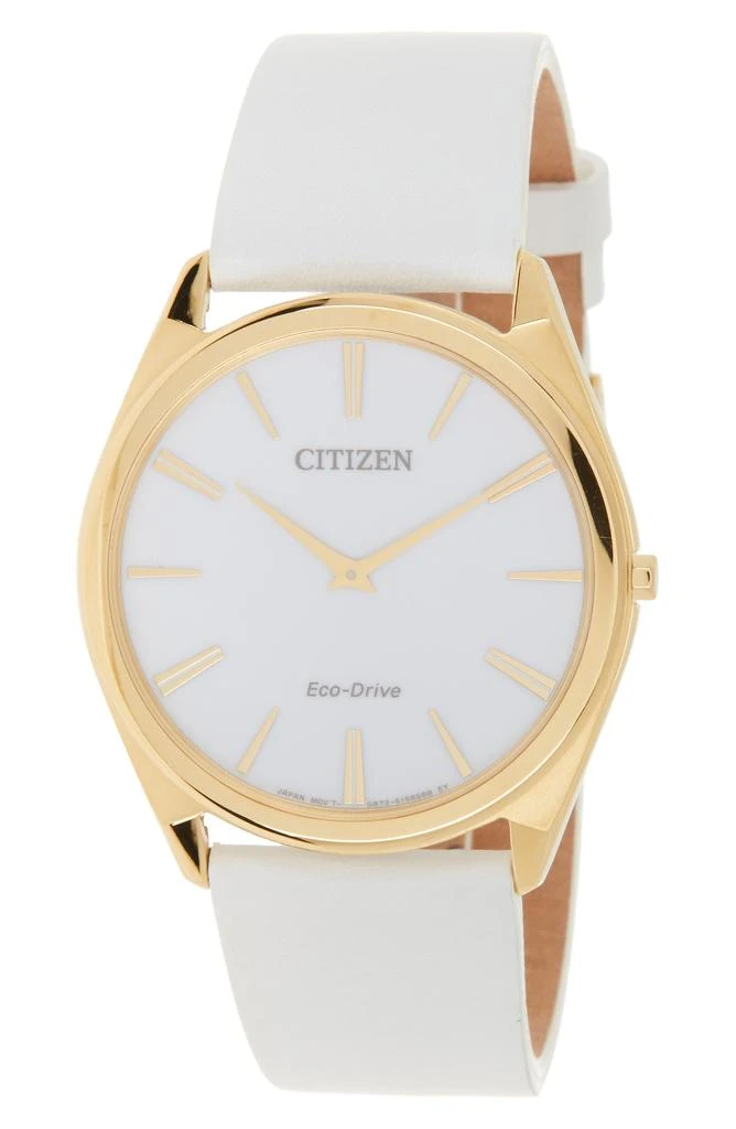 商品Citizen|Women's Stiletto Eco-Drive Gold White Dial Stainless Steel Watch, 39mm,价格¥1042,第1张图片