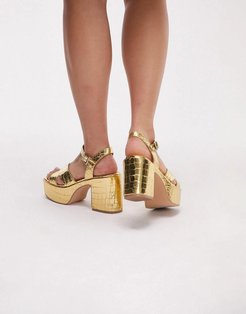 商品Topshop|Topshop Sarah platform sandal in gold,价格¥370,第3张图片详细描述