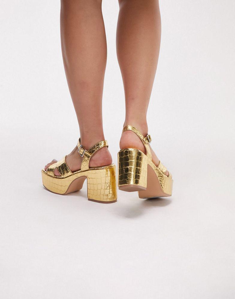商品Topshop|Topshop Sarah platform sandal in gold,价格¥304,第5张图片详细描述