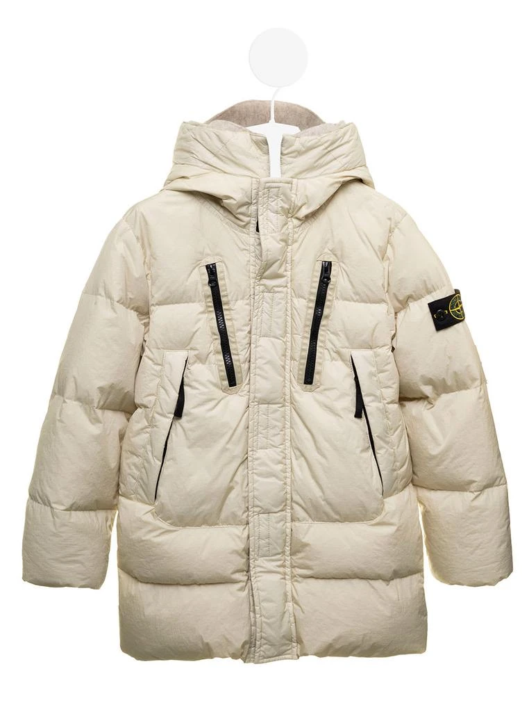 商品Stone Island Junior|Stone Island Junior Beige Quilted Nylon Down Jacket With Logo Stone Island Kids,价格¥2399,第1张图片