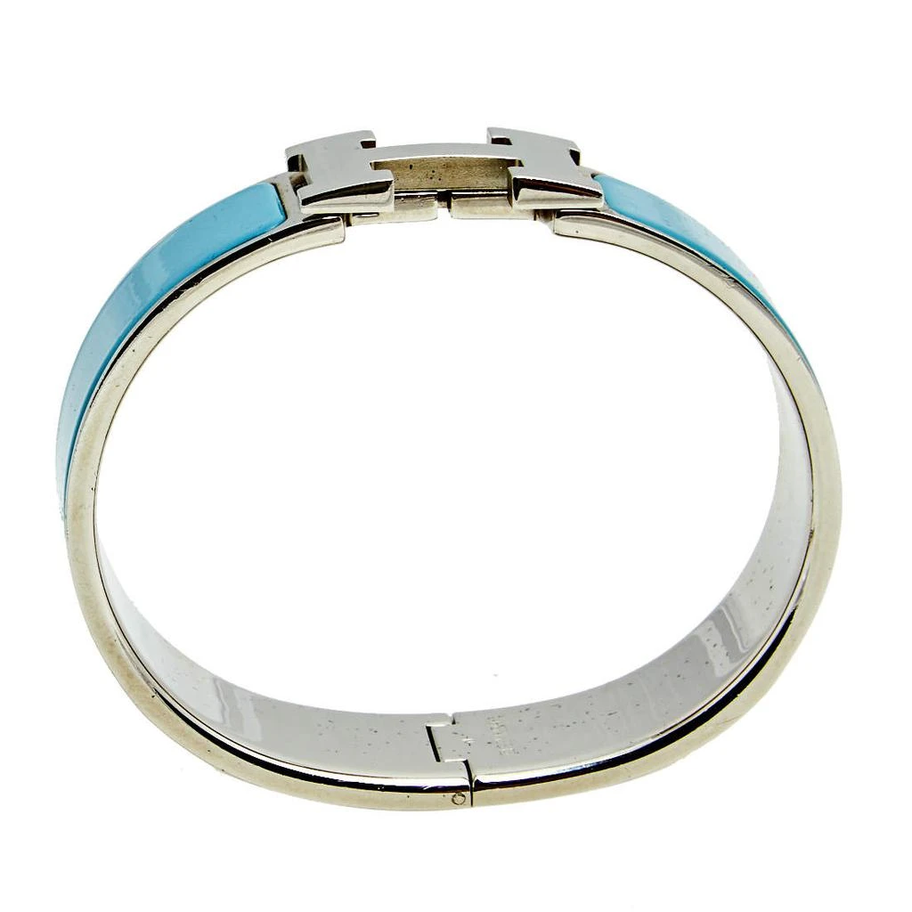 商品[二手商品] Hermes|Hermès Clic Clac H Blue Enamel Palladium Plated Wide Bracelet,价格¥2866,第4张图片详细描述