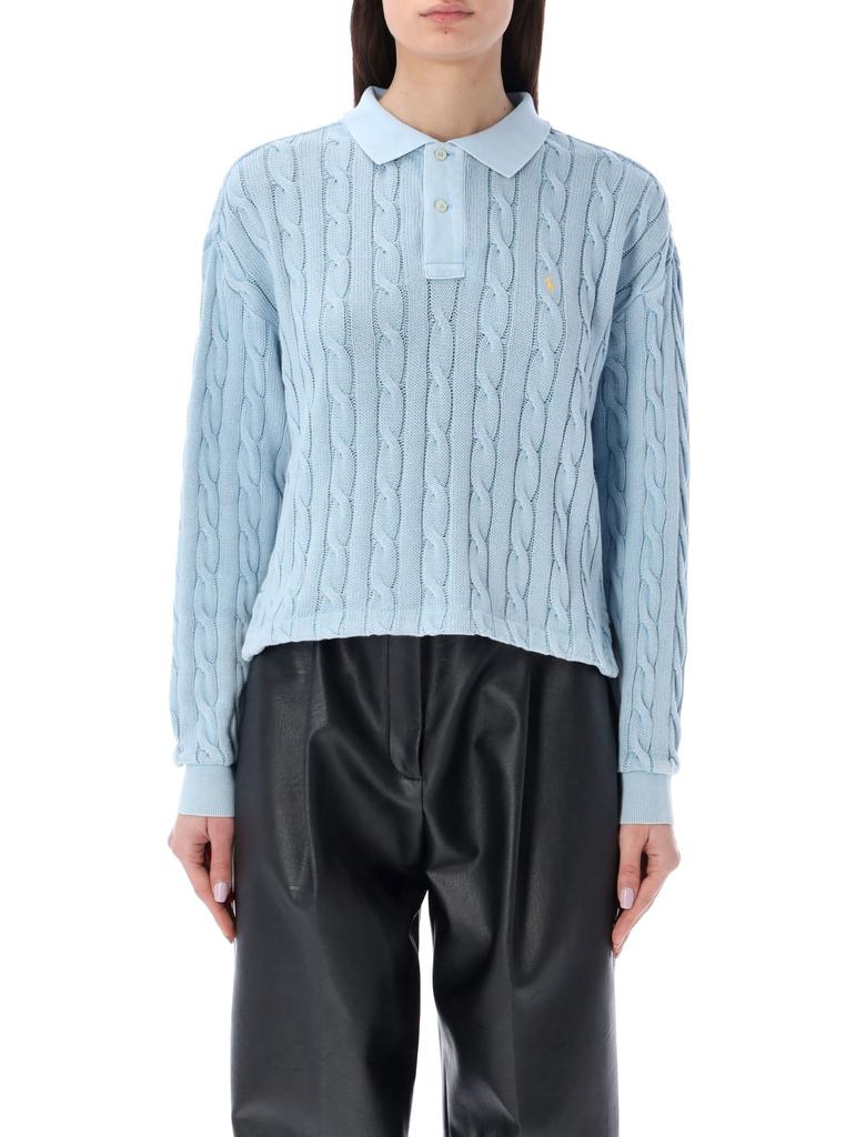 Polo Ralph Lauren Long-sleeved Cable-knit Polo Shirt商品第1张图片规格展示