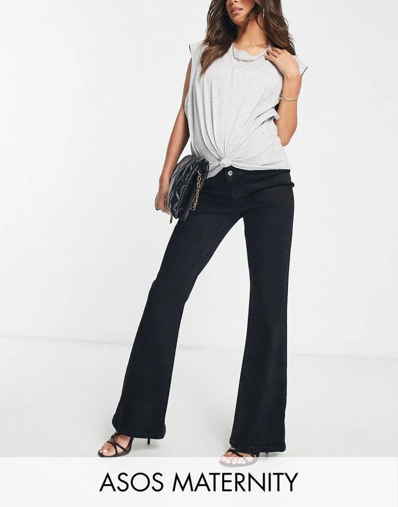 商品ASOS|ASOS DESIGN Maternity flared jeans in washed black,价格¥295,第1张图片