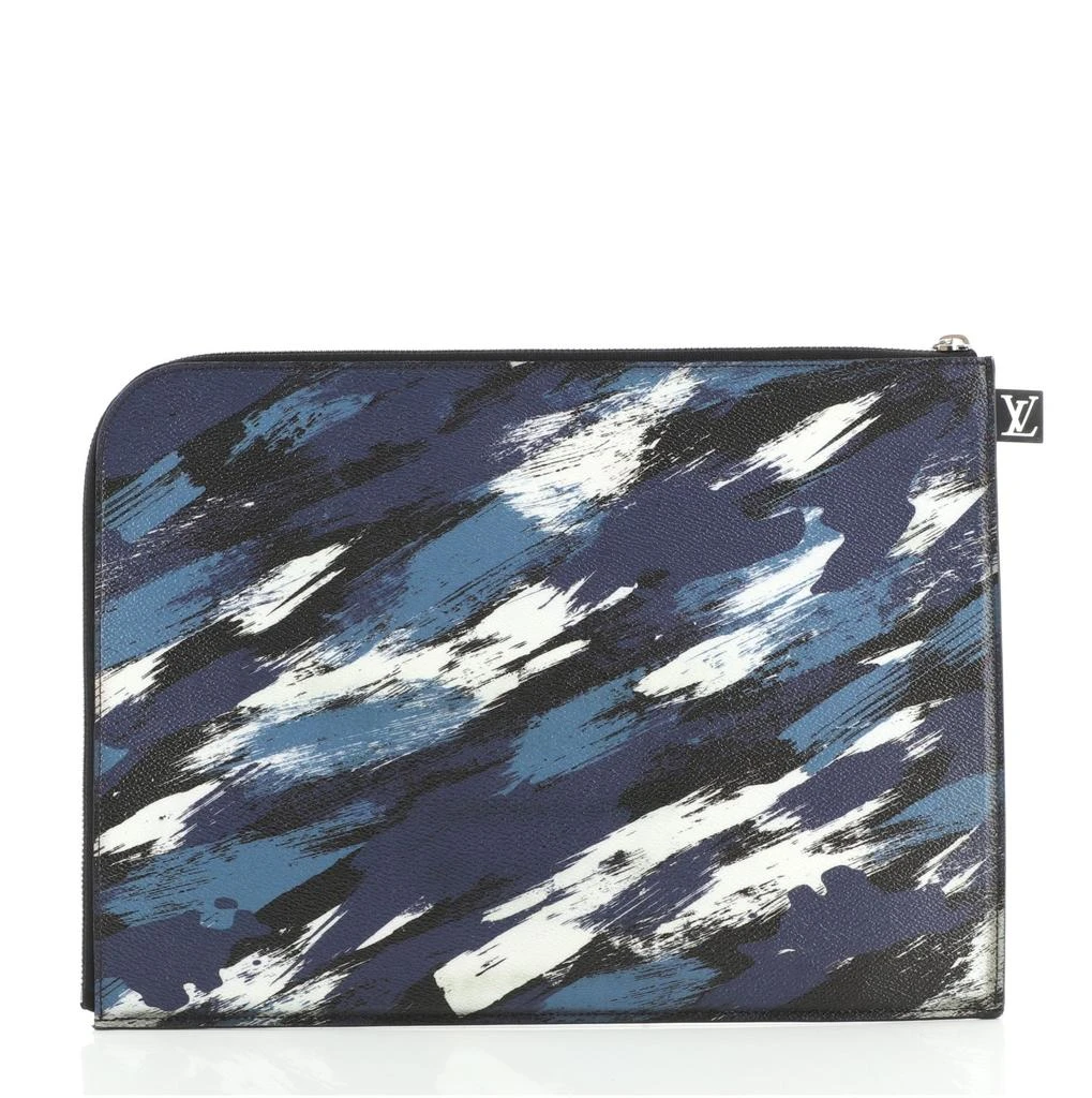 商品[二手商品] Louis Vuitton|Louis Vuitton Blue Multicolor Camo Printed Canvas Leather Pochette,价格¥7916,第2张图片详细描述