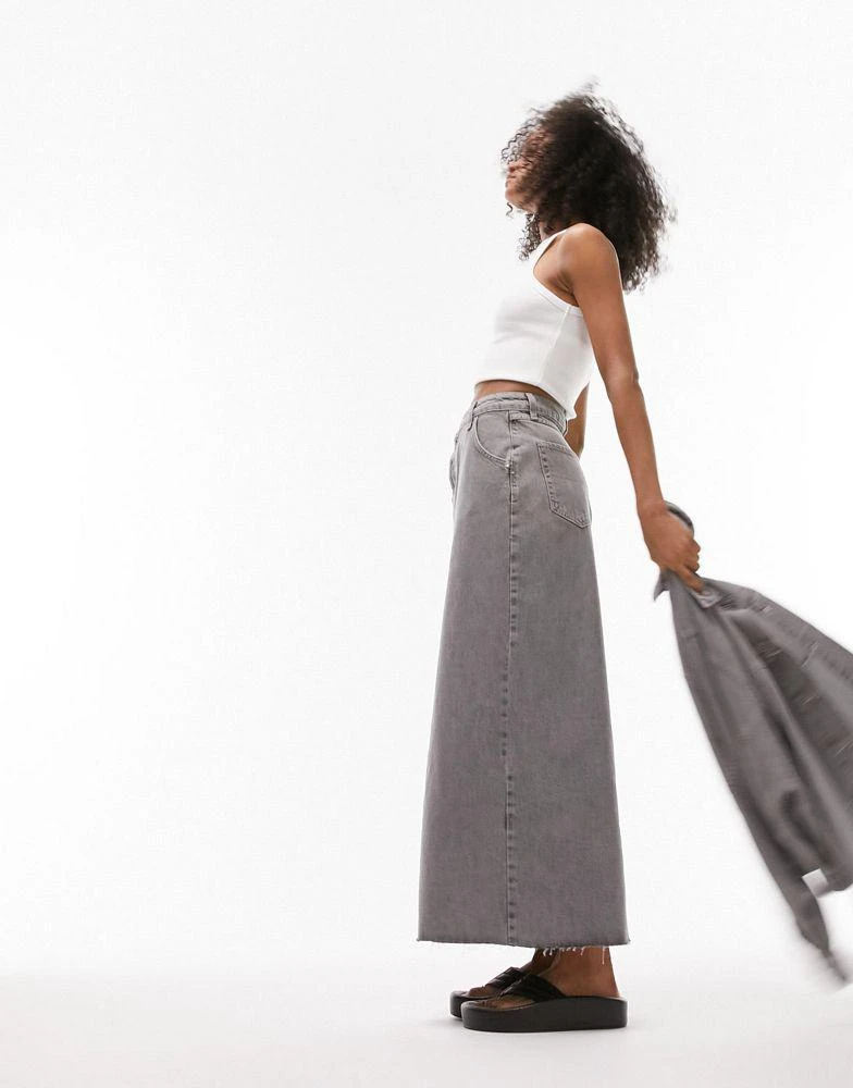 商品Topshop|Topshop denim maxi skirt in grey,价格¥455,第1张图片