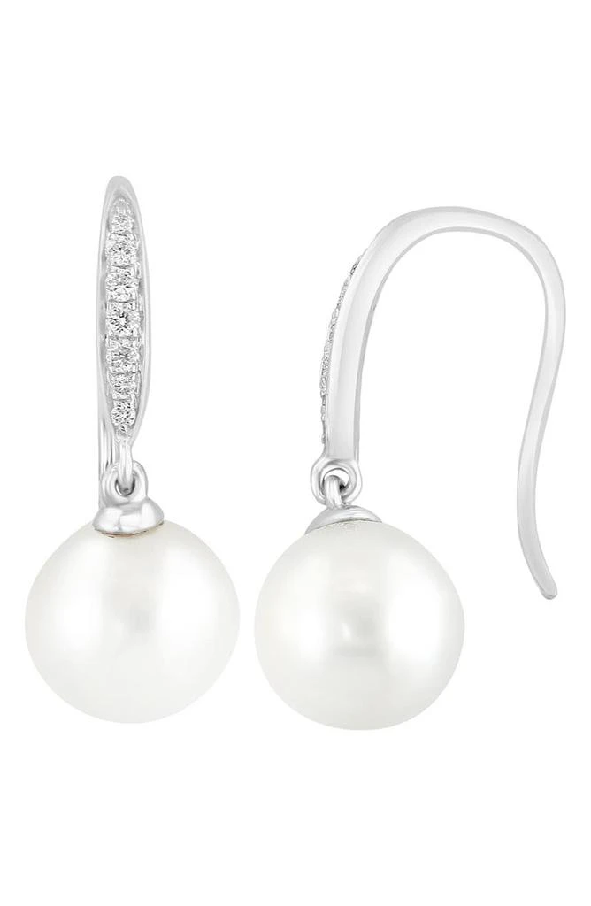 商品Effy|14K White Gold Diamond & 7-8mm Freshwater Pearl Drop Earrings - 0.10 ctw,价格¥2832,第1张图片