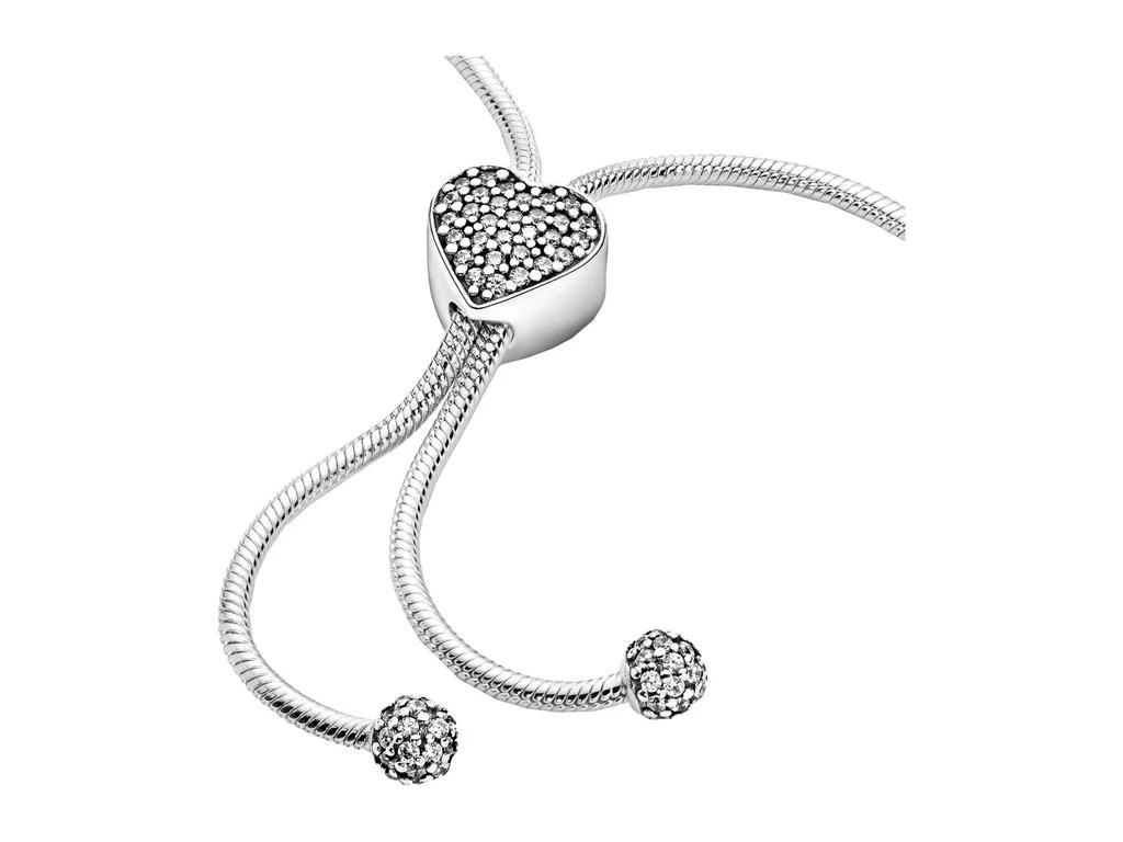 商品PANDORA|Pandora Moments Pavé Heart Clasp Snake Chain Slider Bracelet,价格¥561,第3张图片详细描述