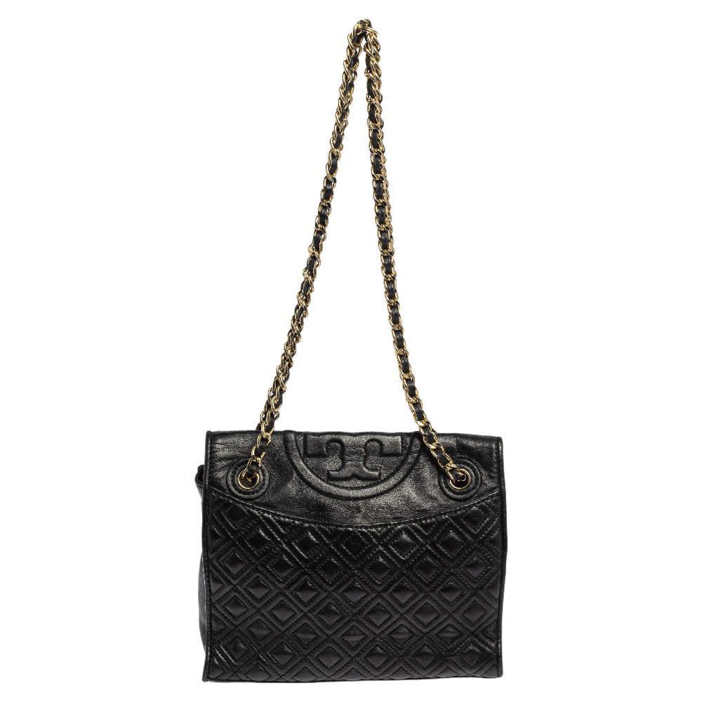 商品[二手商品] Tory Burch|Tory Burch Black Leather Medium Fleming Shoulder Bag,价格¥1169,第6张图片详细描述