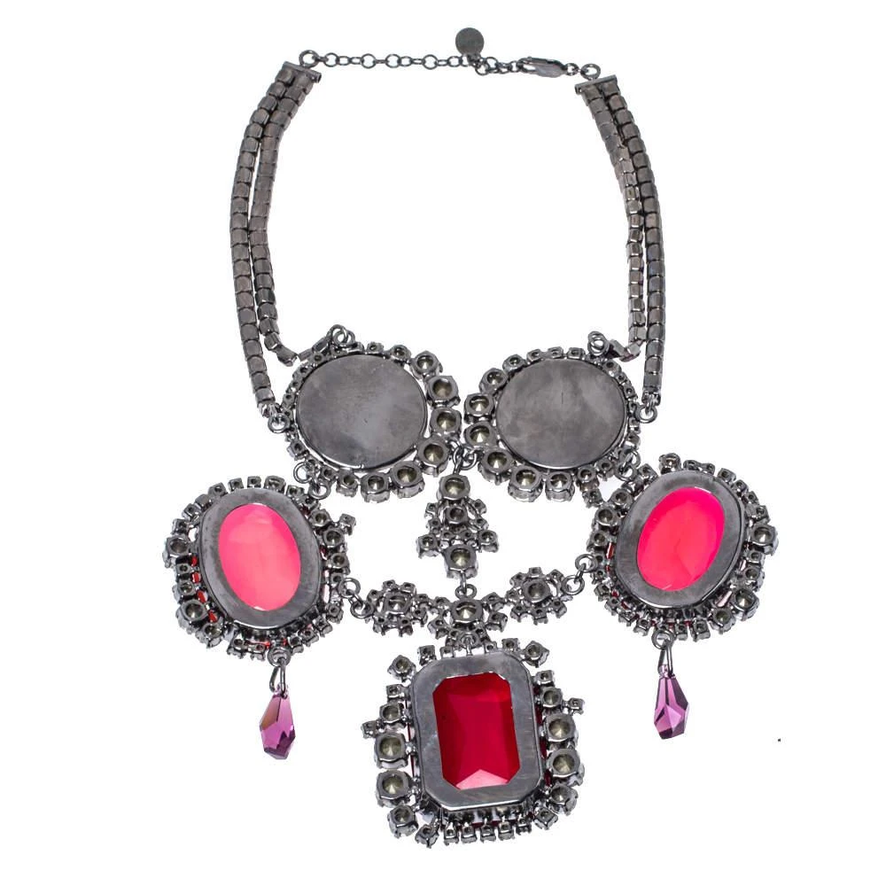 商品[二手商品] Dior|Dior Gunmetal Tone Crystal Statement Necklace,价格¥11027,第3张图片详细描述