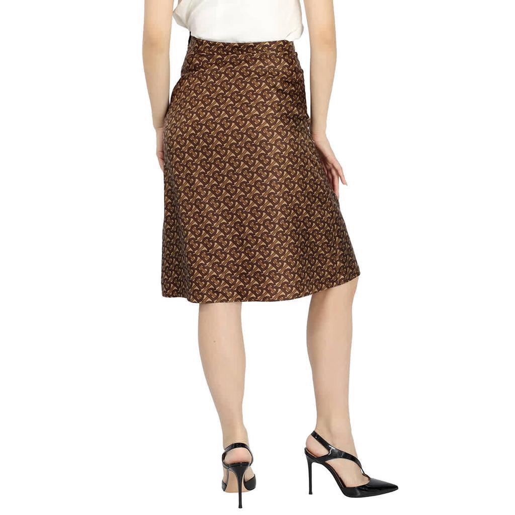 商品Burberry|A-line Monogram Stripe Print Silk Skirt,价格¥5434,第5张图片详细描述